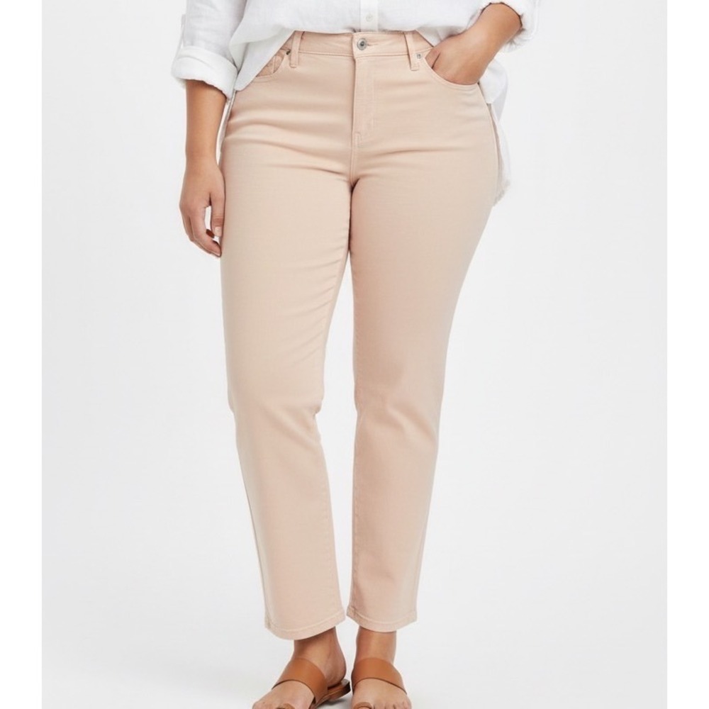 NYDJ Pink Peach‎ Curves 360 Ankle Length Denim Jeans 14 Stretch Pastel